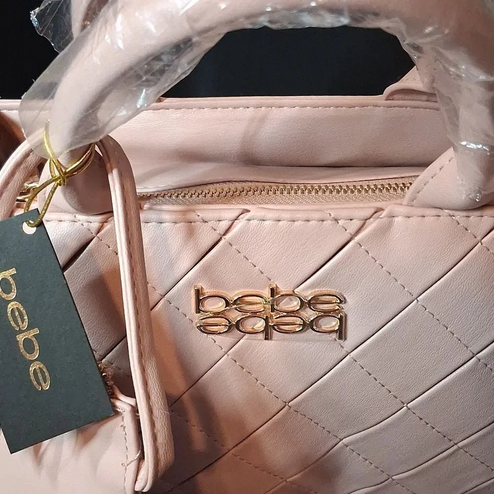 BEBE Everett SM Satchel Crossbody Blush With Zippered Pouch And Strap New